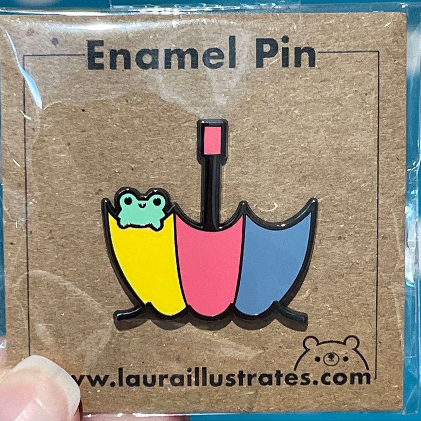 Umbrella Frog Enamel Pin
