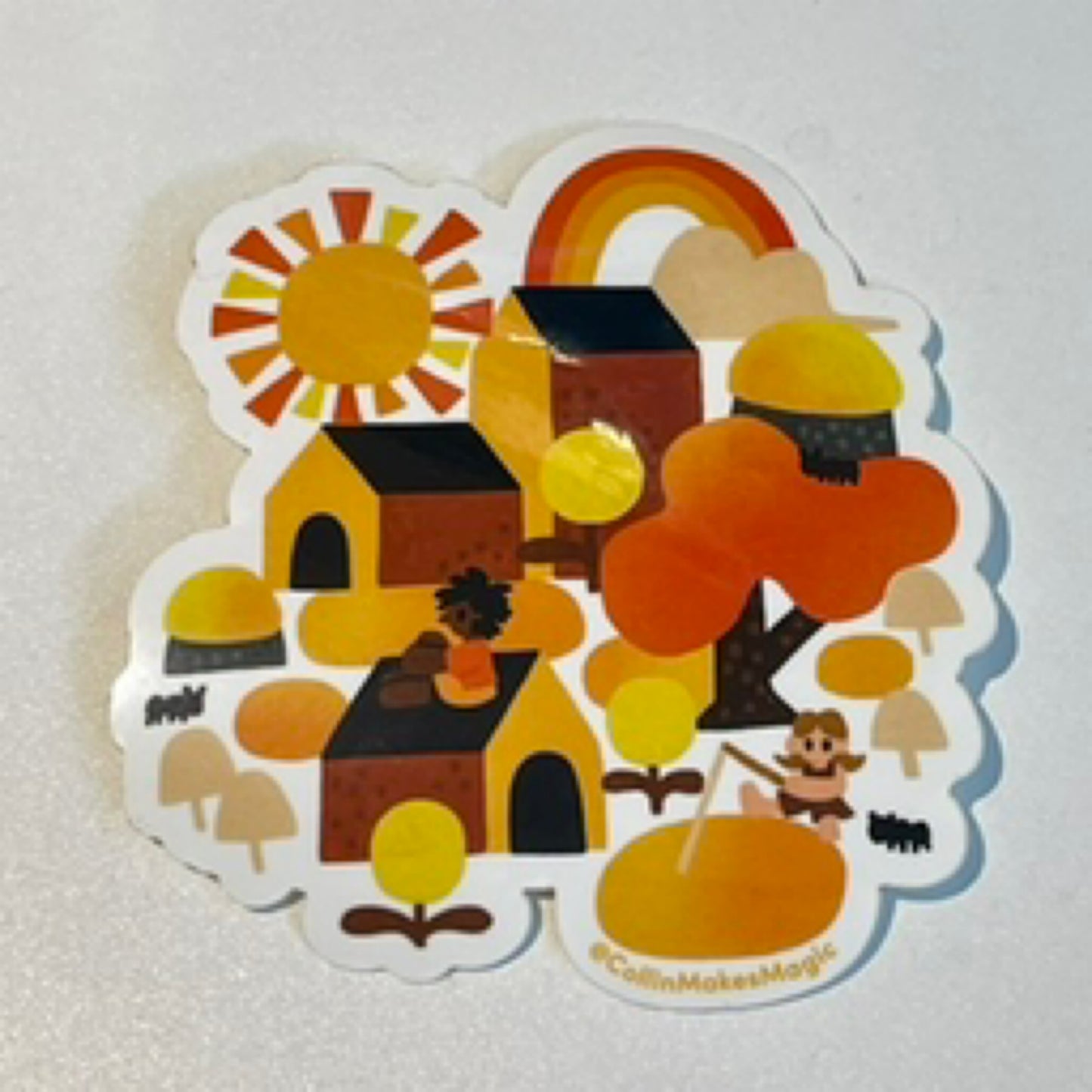 Village (yellow and orange town) Vinyl Sticker