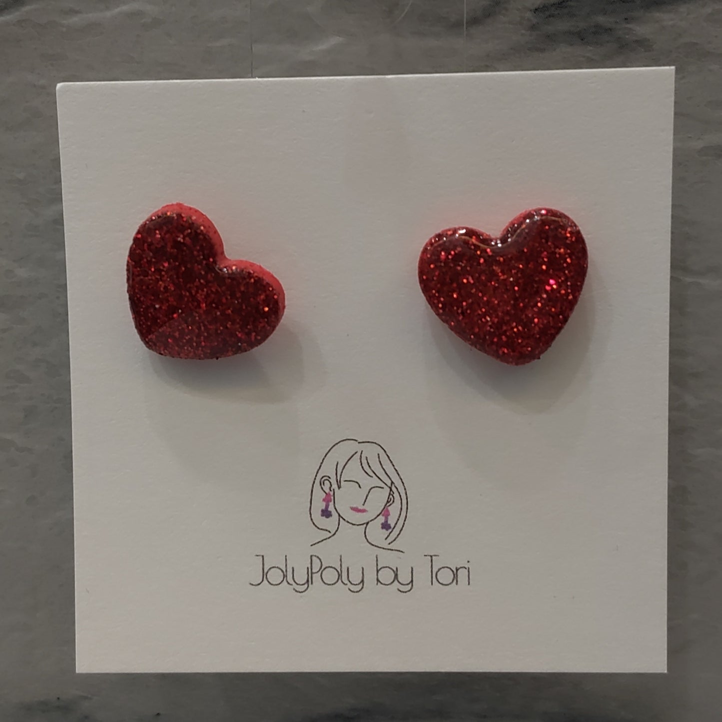 Sparkle Red Heart Stud Earrings