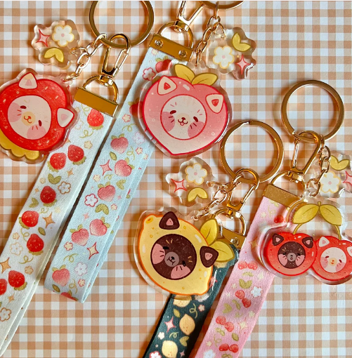 Fruit Kitty Lanyard Keychain