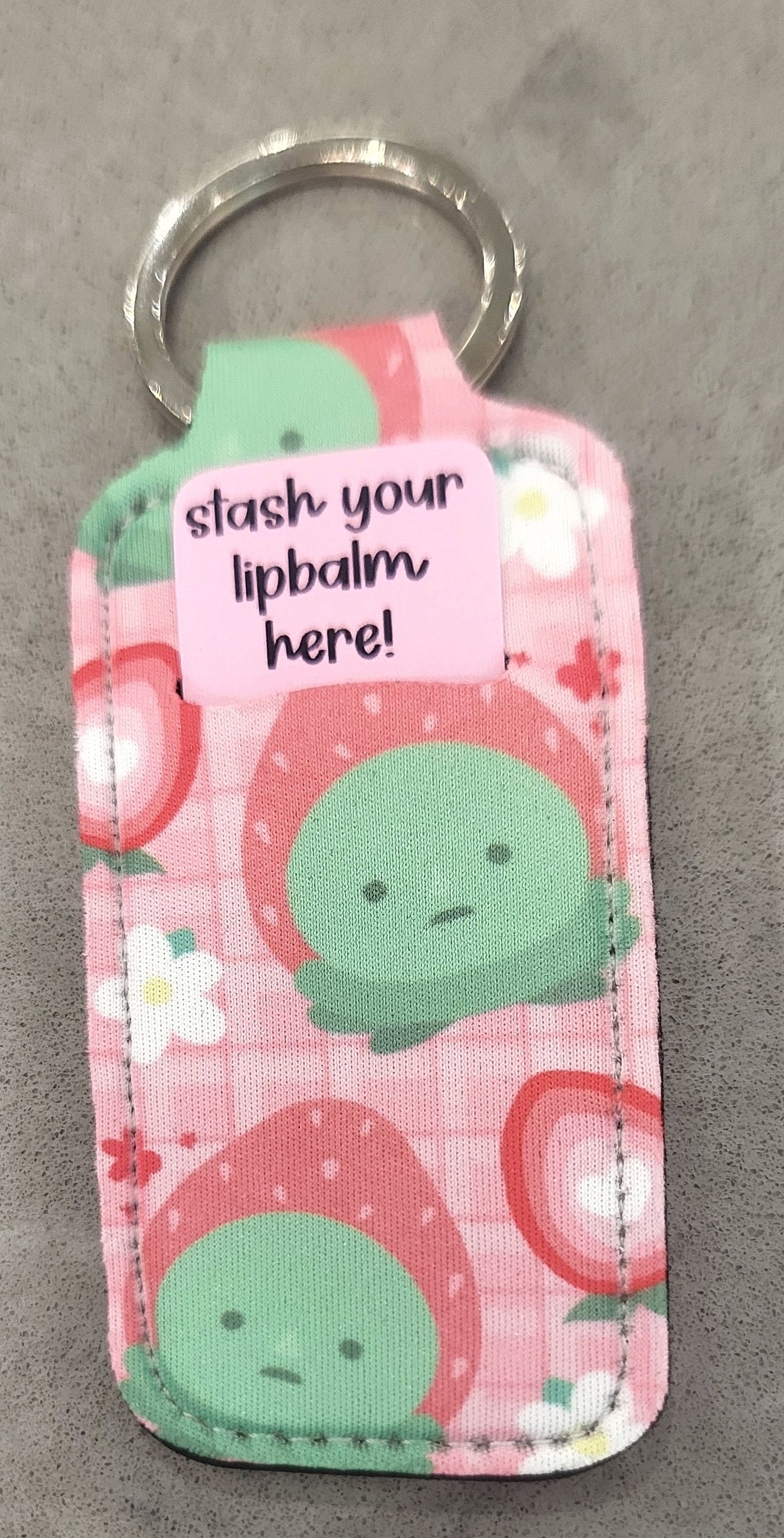 strawberry smiski lip balm holder