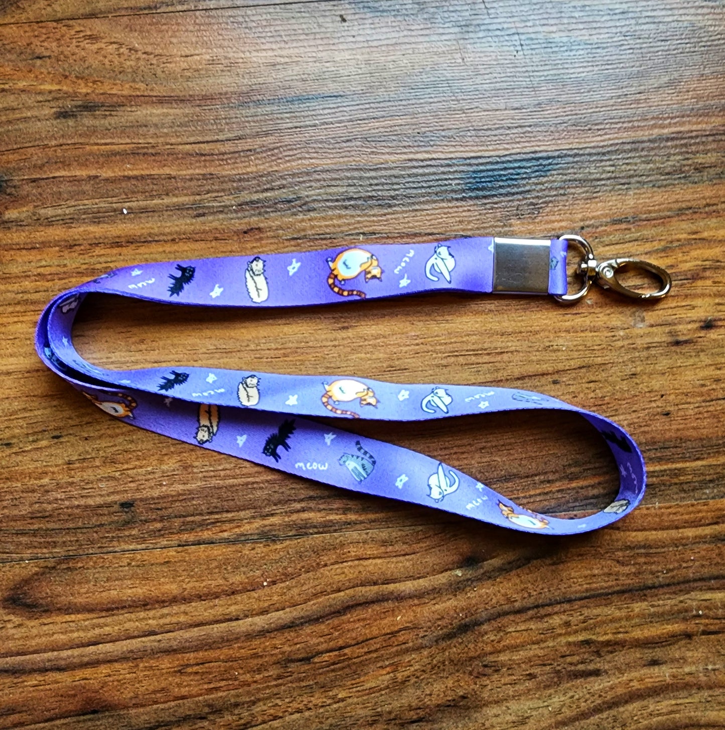 Purple Cat Oval Lanyard