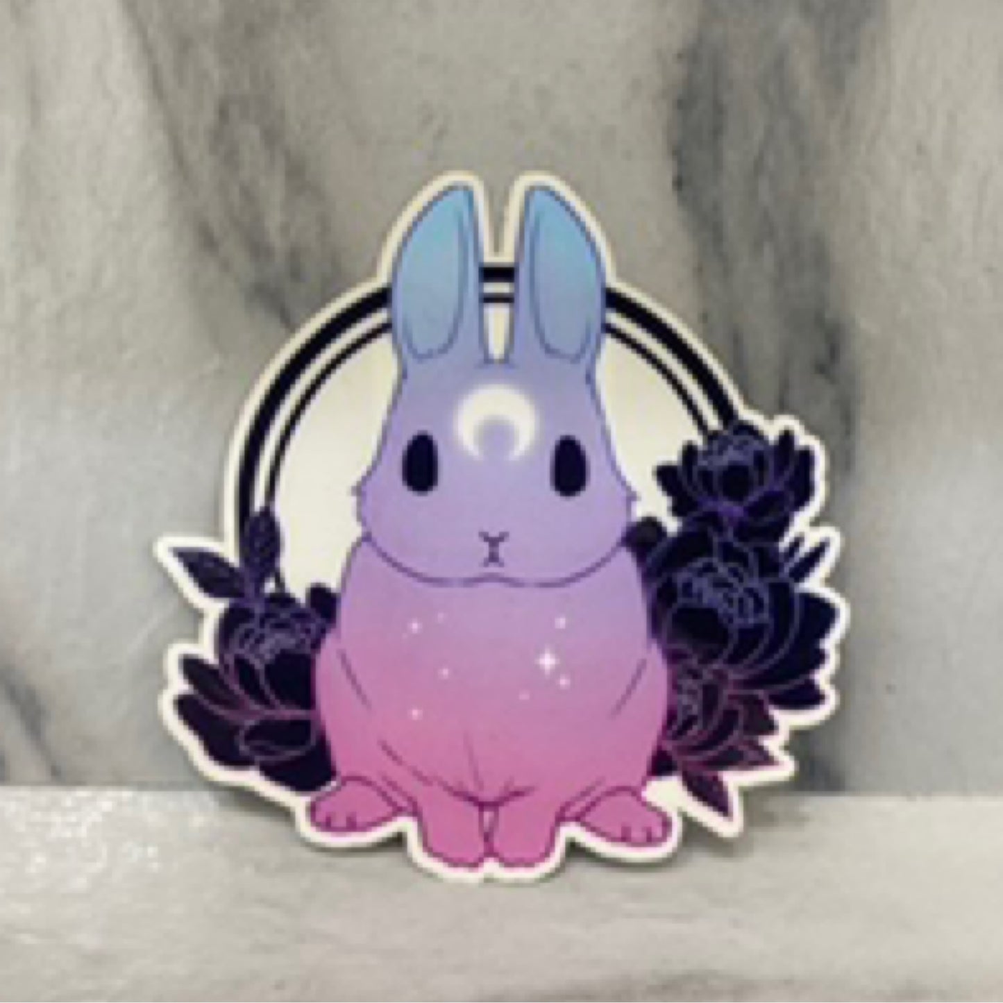 Morning Star Bunny Transparent Sticker (pink bun with flowers)