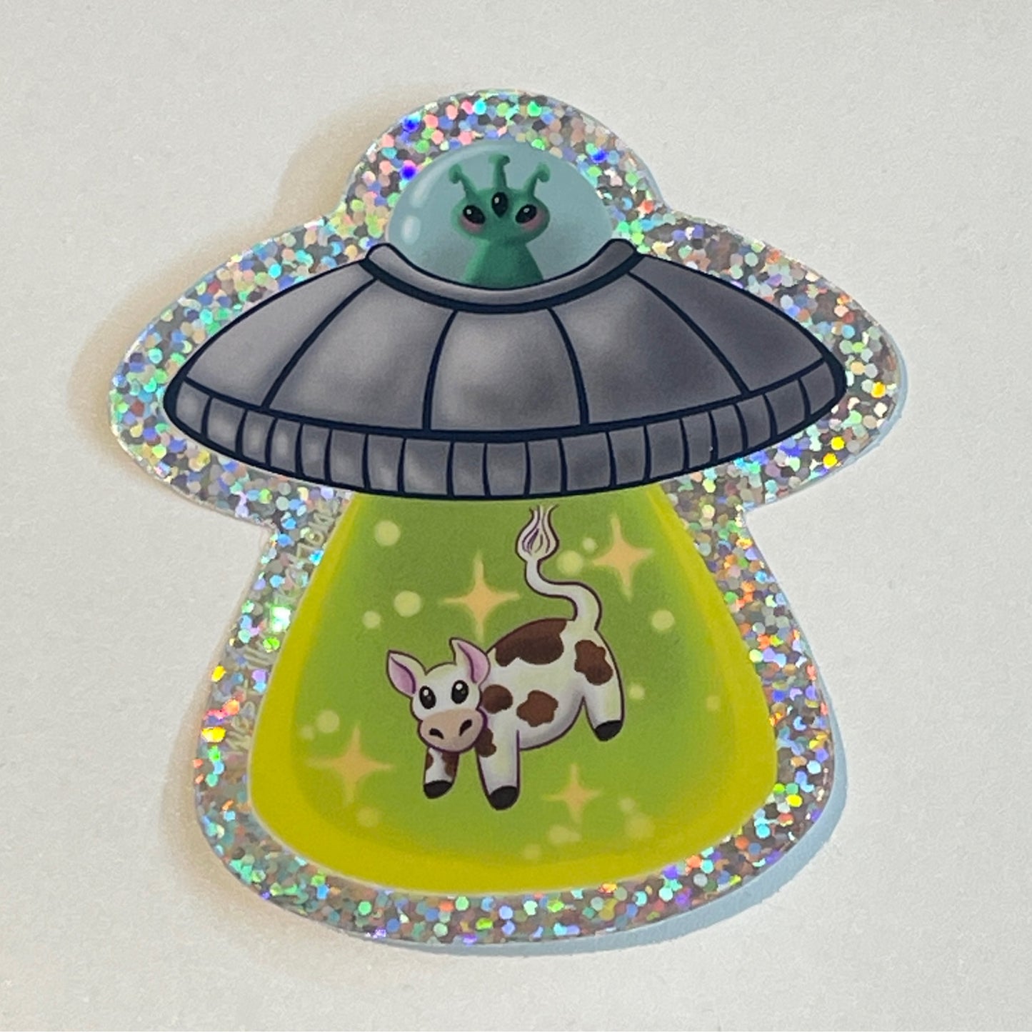 UFO Cow Abduction Sticker
