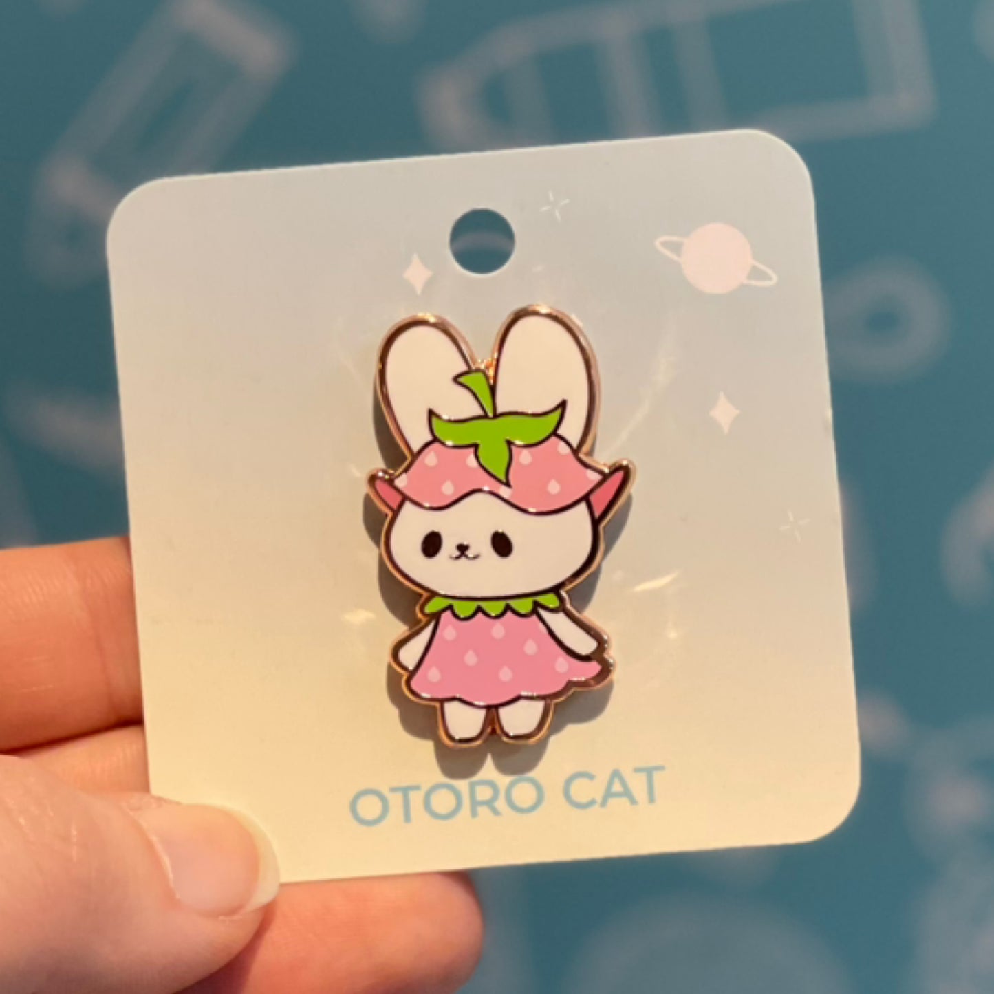 Strawberry Dress Bunny Enamel Pin