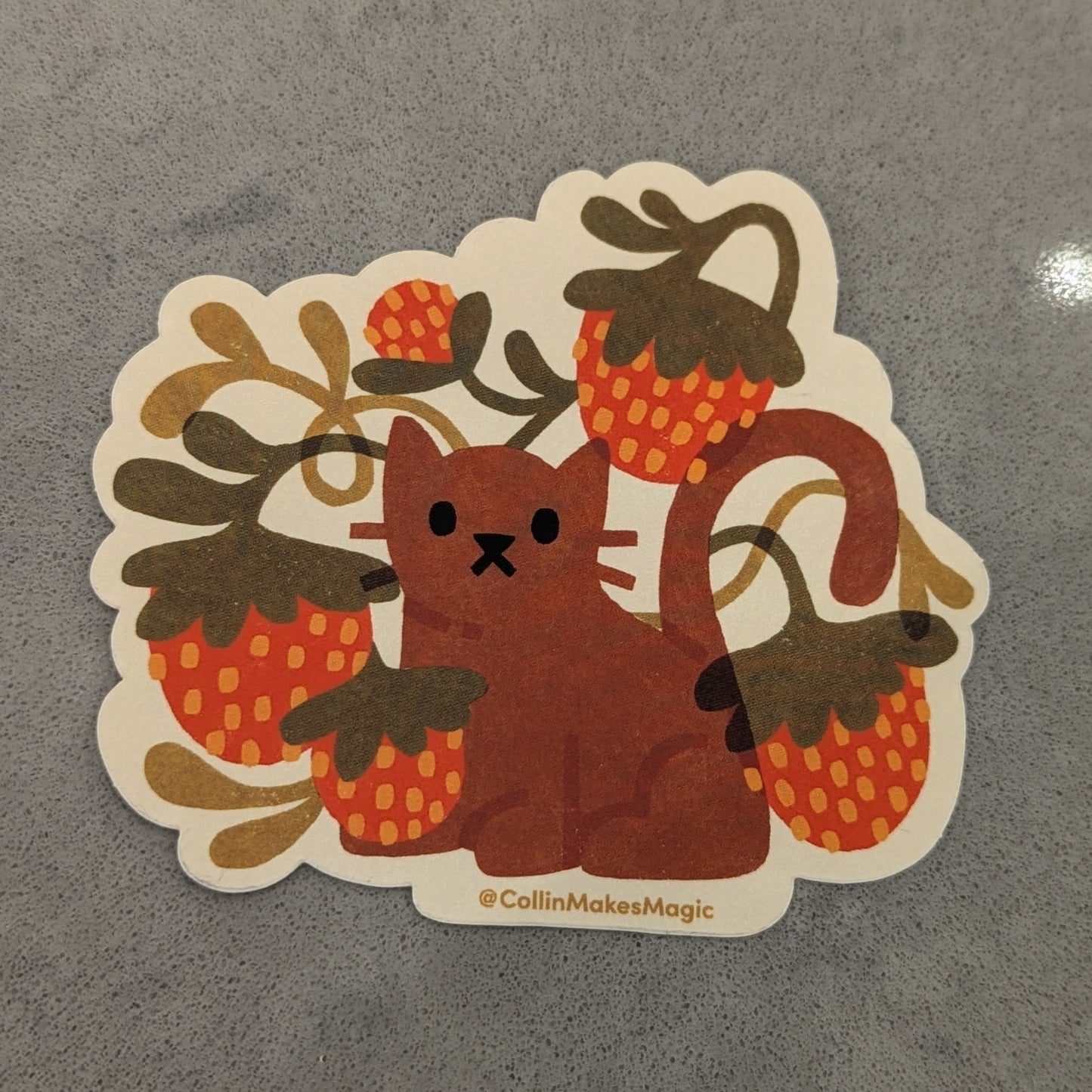 Strawberry Kitty Vinyl Sticker