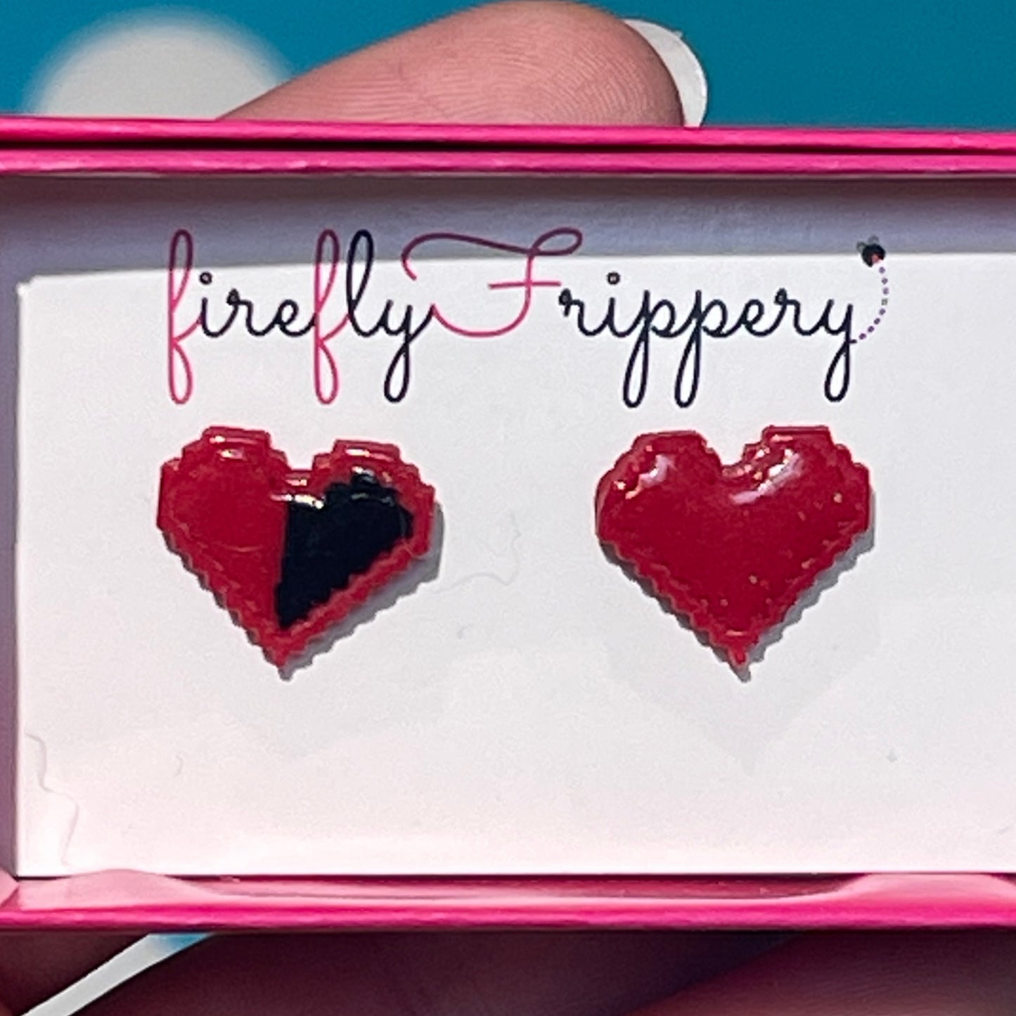 Pixel Heart Studs