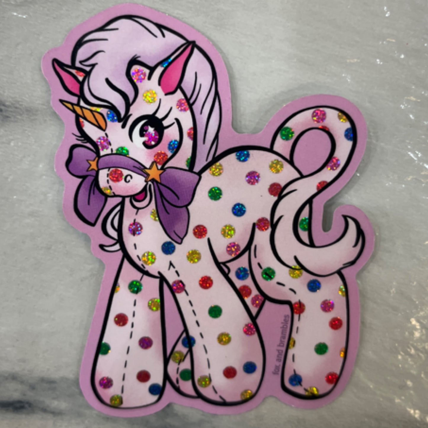 polka dot glitter pony sticker
