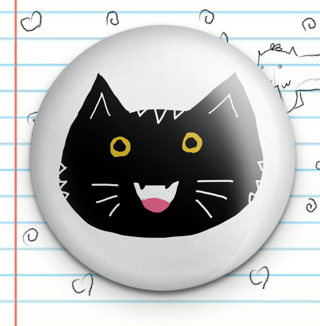 Black Cat Face Button