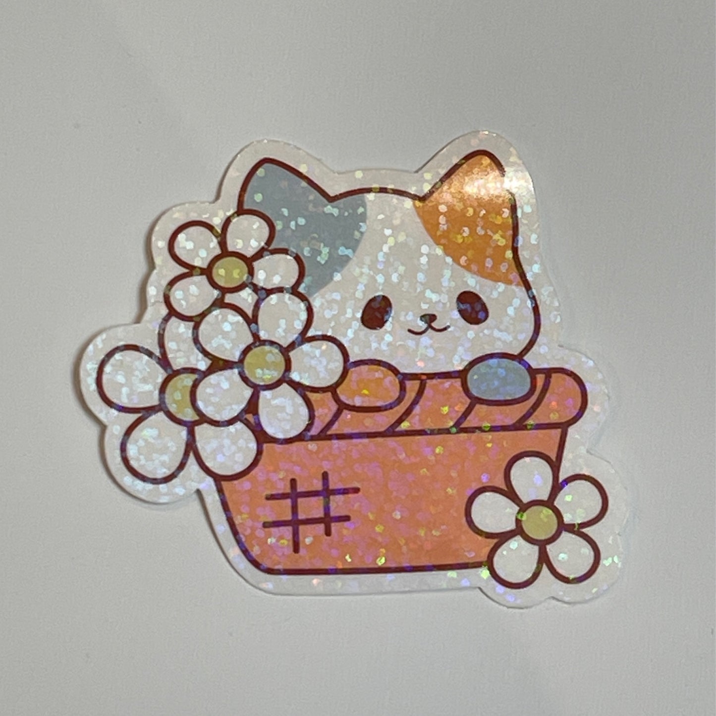 Calico Cat in a Basket Sticker