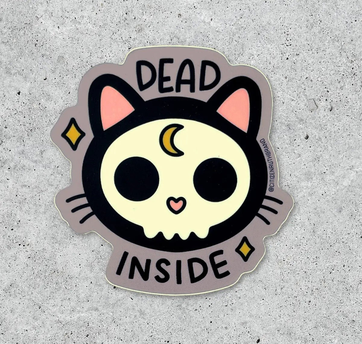 Dead Inside Cat Skull Sticker