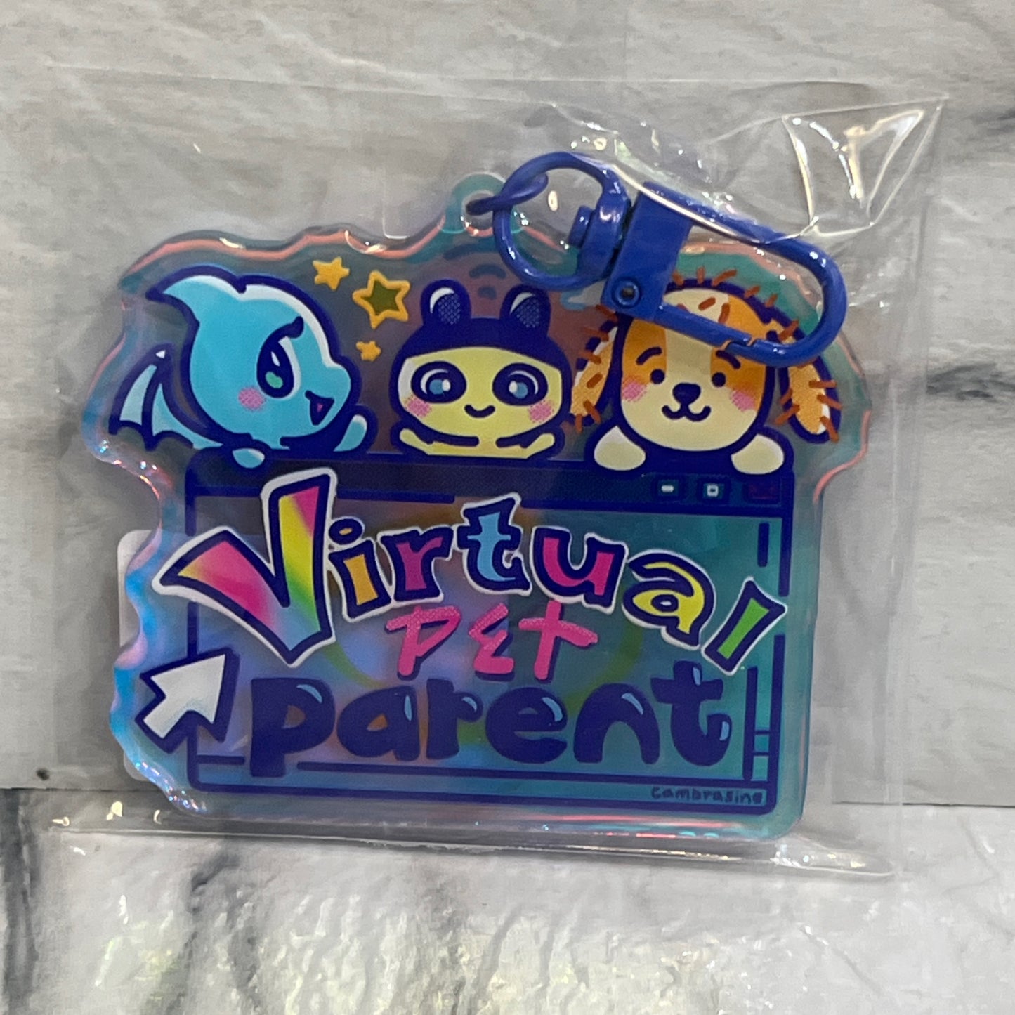Virtual Pet Parent Holo Keychain