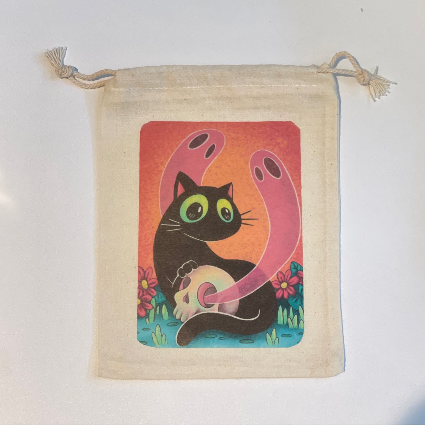 Black Cat and Haunted Skull Bag