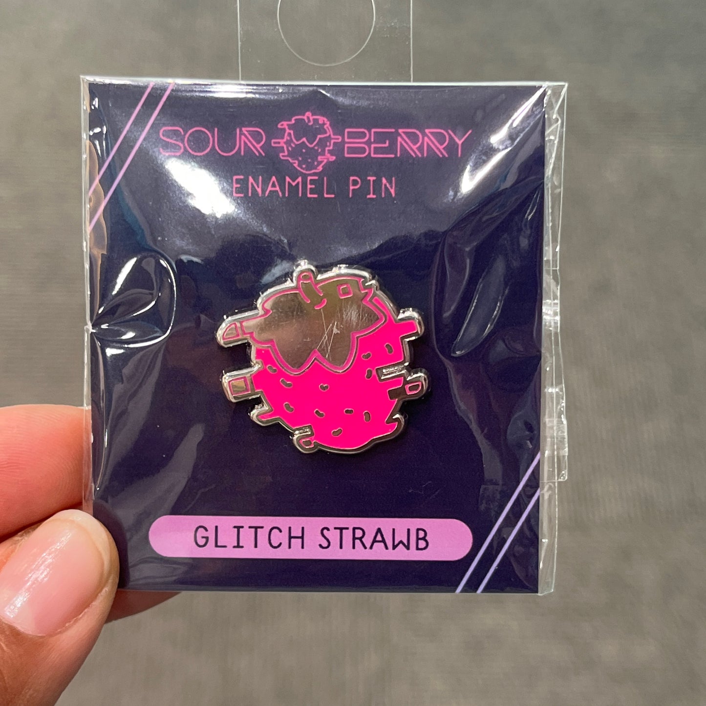 Glitch Strawb Enamel Pin