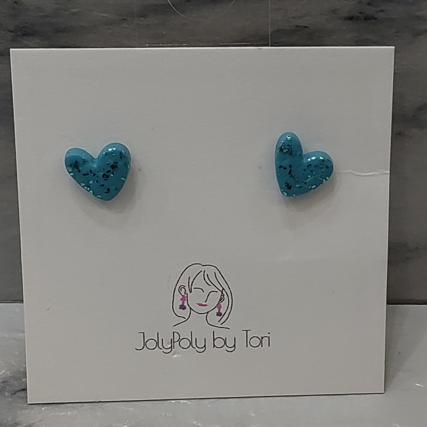Blue Heart Stud Earrings