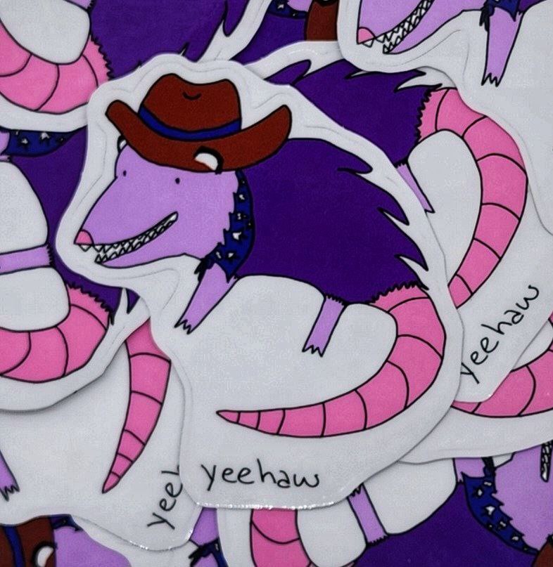 Yeehaw Possum Sticker