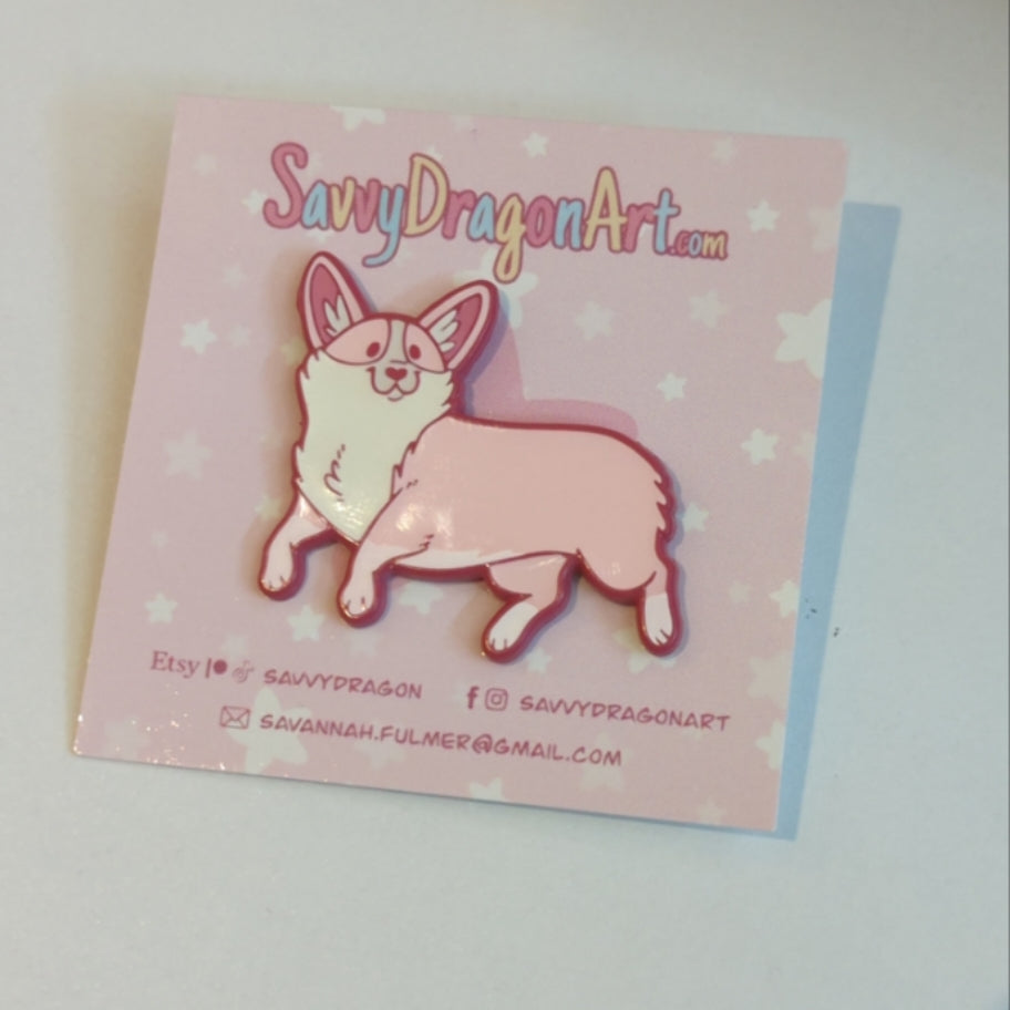 Corgi Pin - Pink