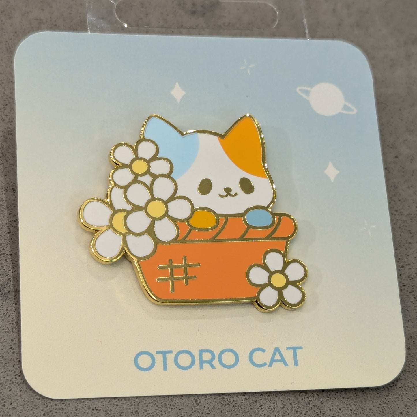 Calico Cat in Basket Enamel Pin