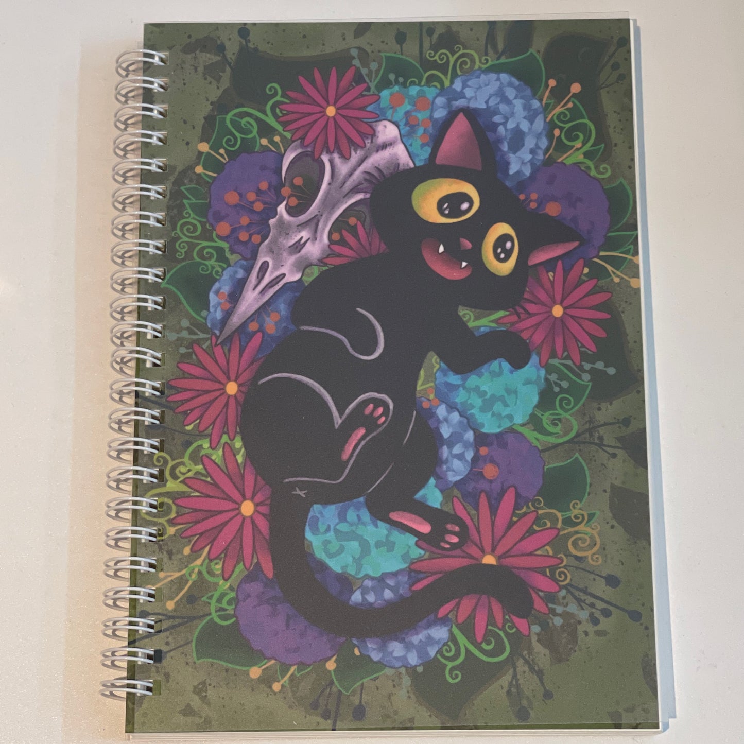 Black Cat and Bird Skull