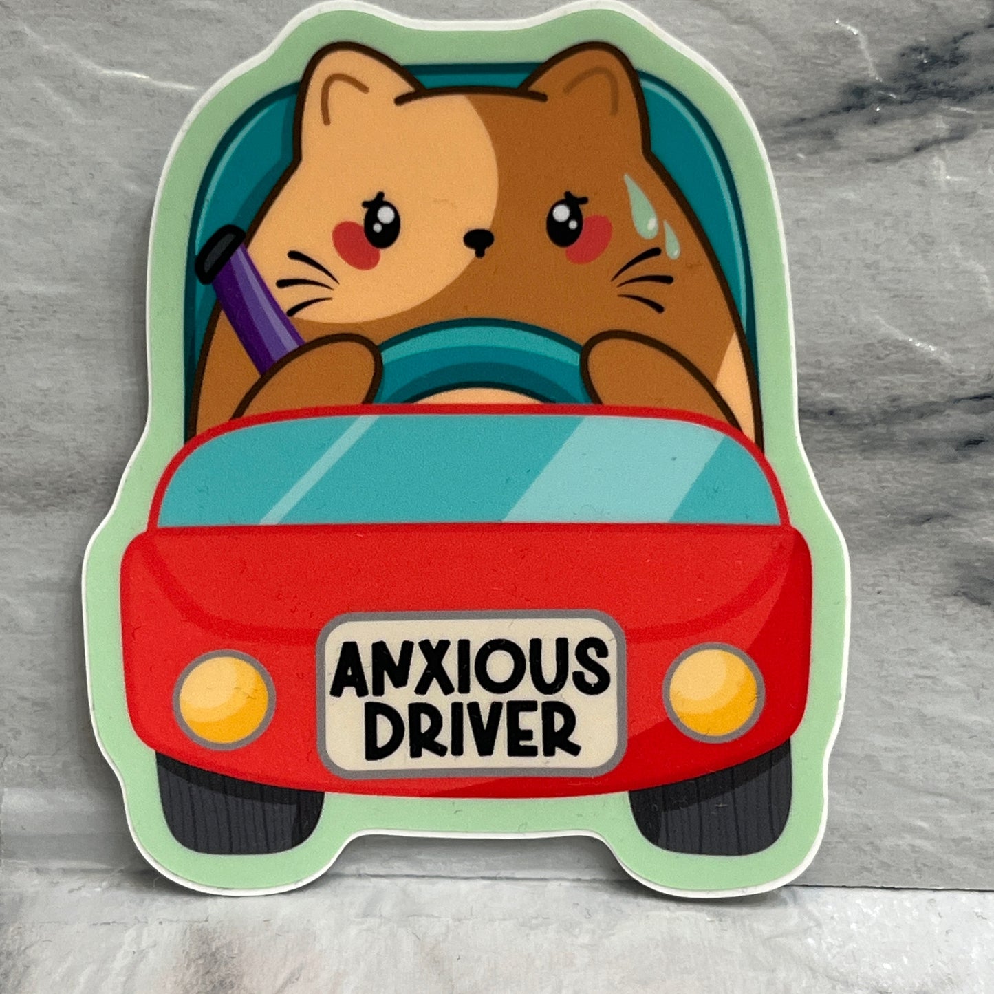 Anxious Driver Brown Cat