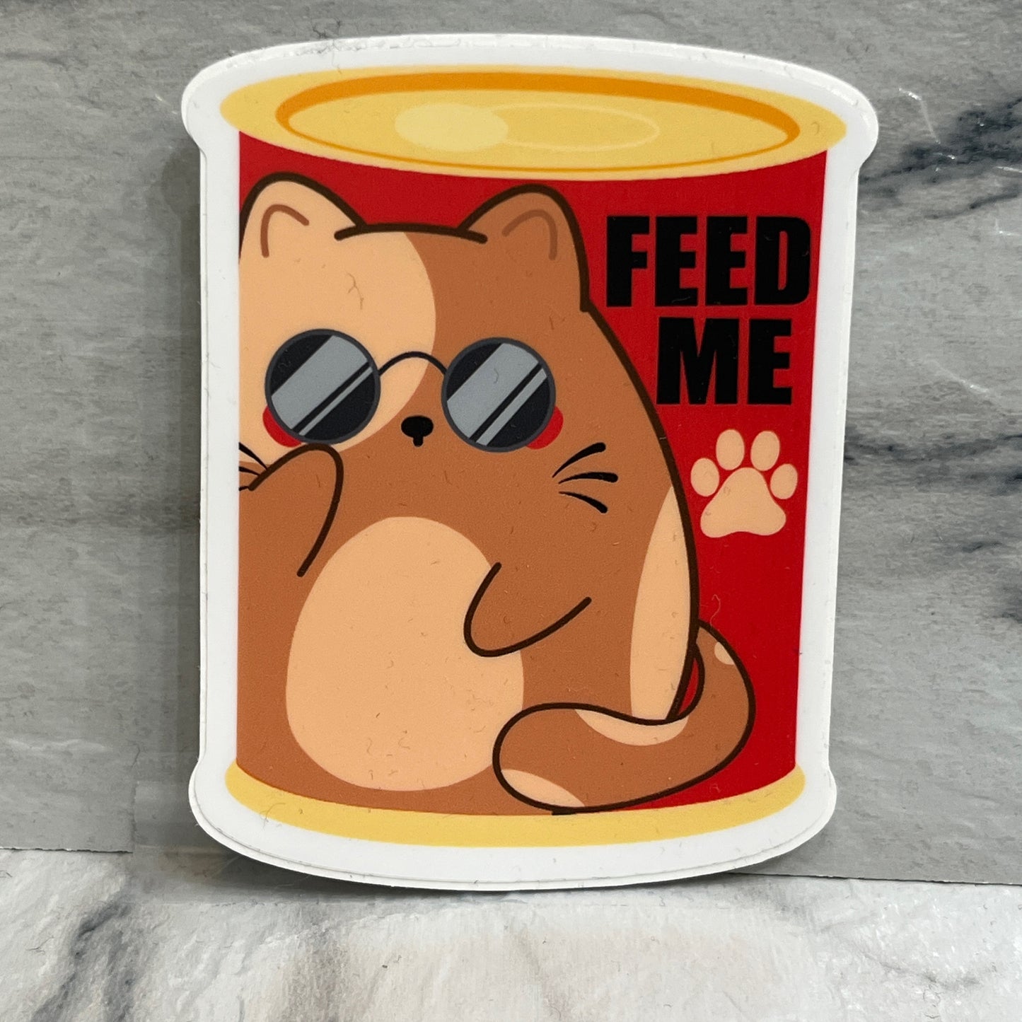 Feed Me Brown Cat w/ Sunglasses sticker