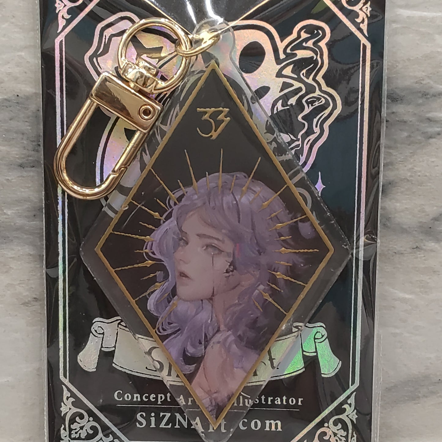 Maelle (White Hair) Holographic Keychain