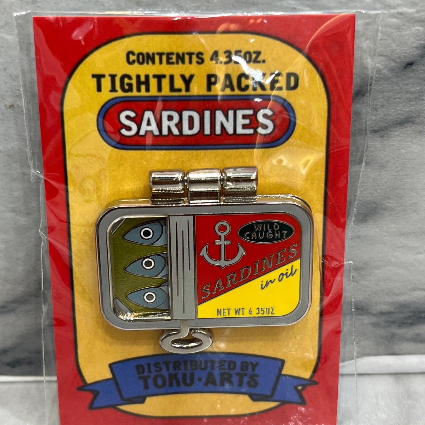 Tightly Packed Sardines Hinged Enamel Pin