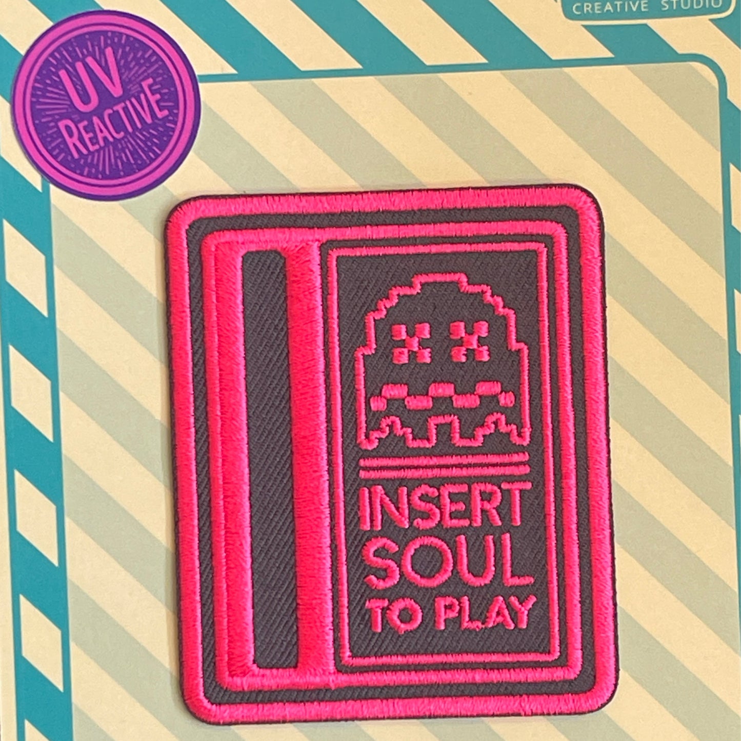 Insert Soul to Play - Pink Fabric Patch