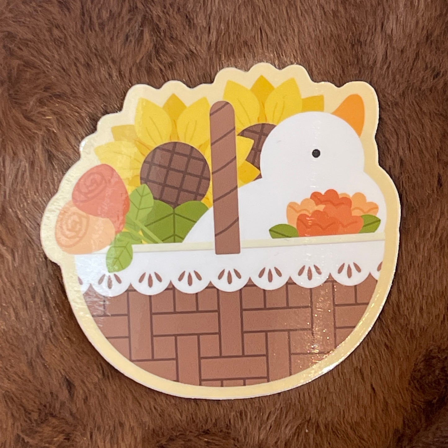 Duck in Basket Vinyl Sticker