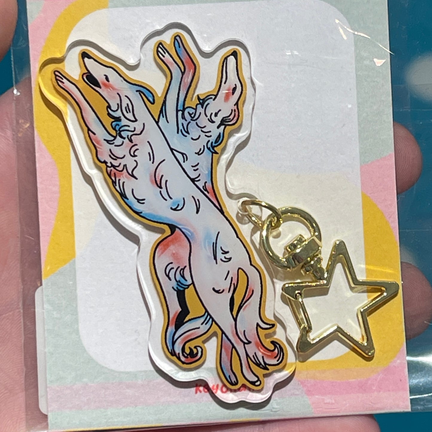Running Borzoi Keychain