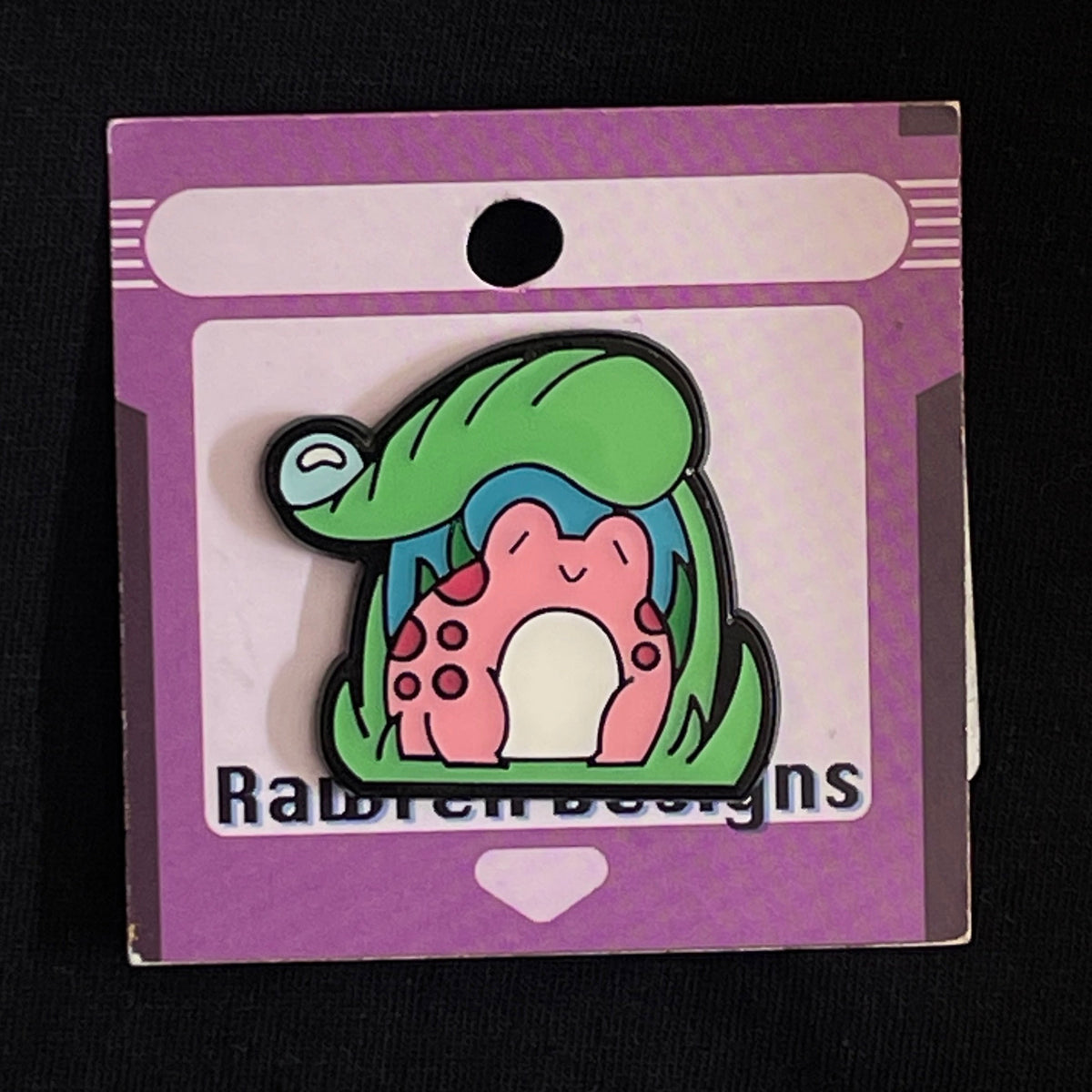 Pink Frog Under Leaf Enamel PIn