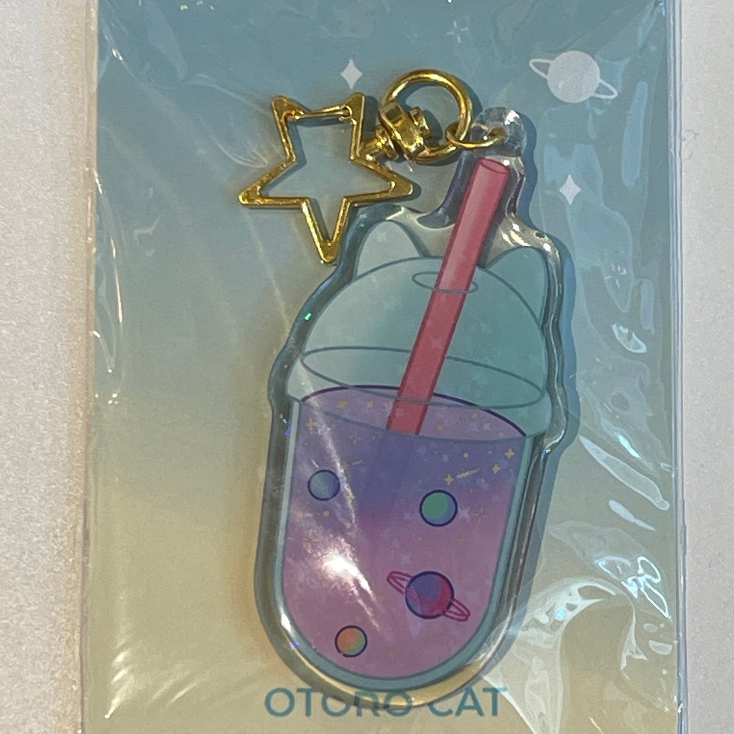 Galaxy Cat Bubble Tea Keychain
