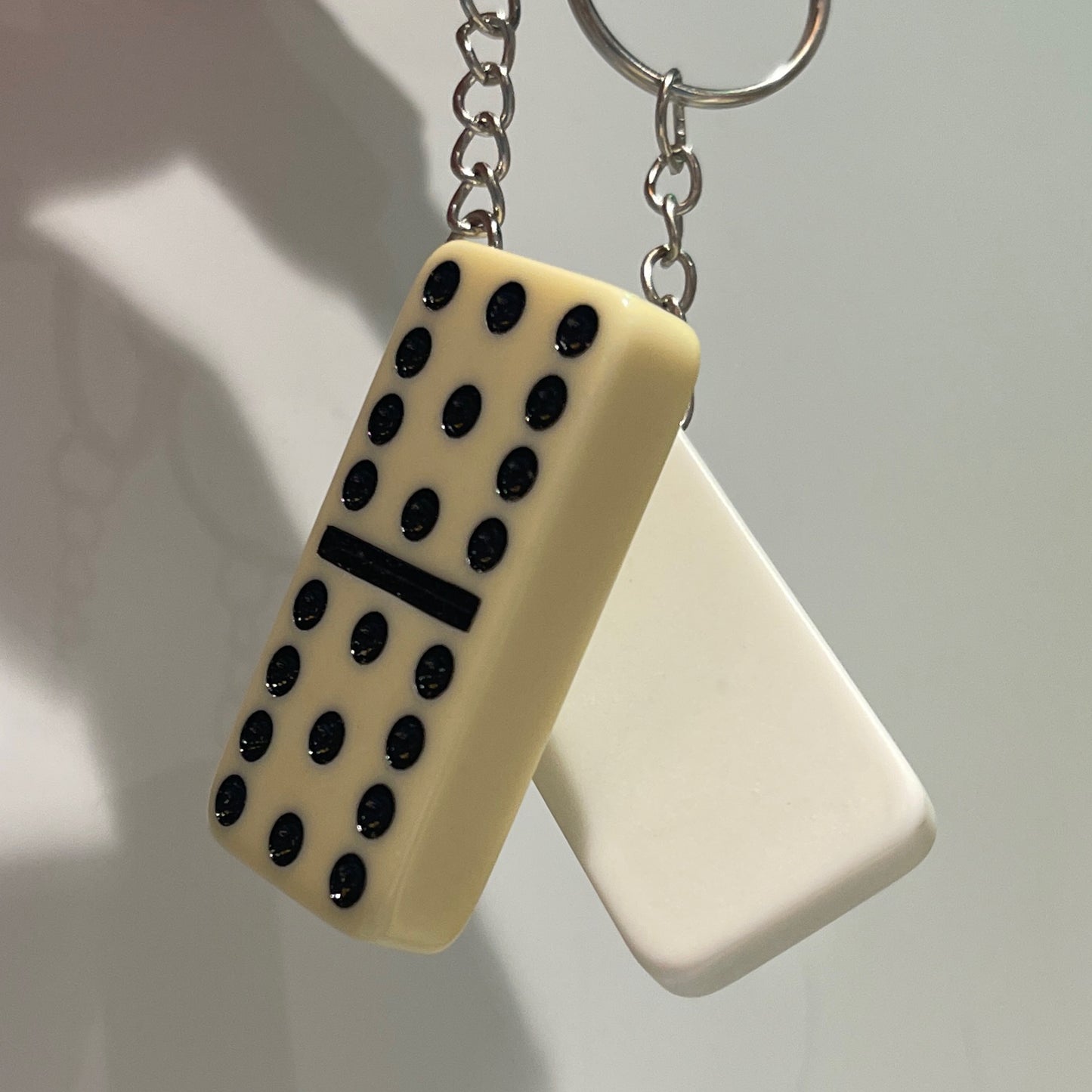 Domino White Keychain