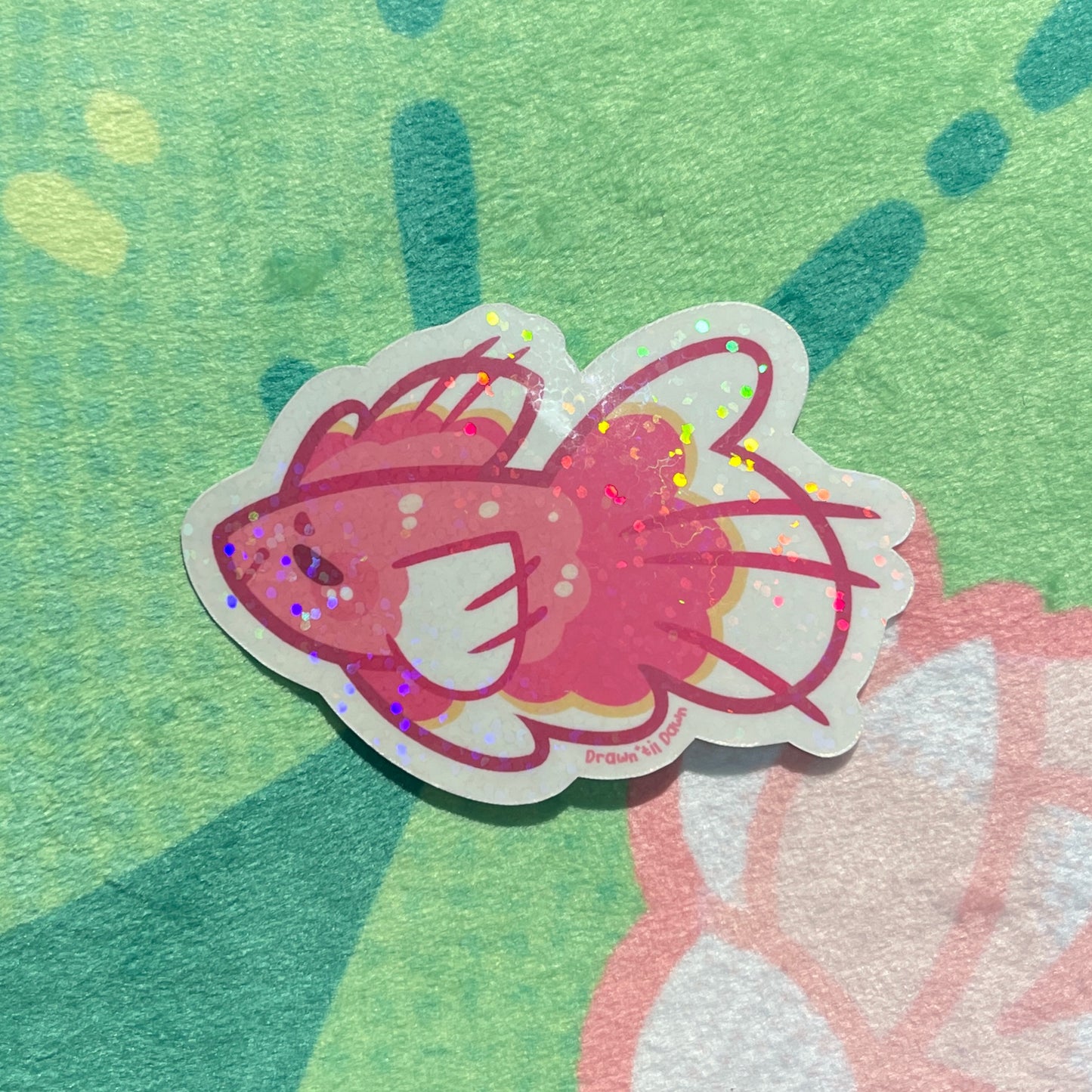 Pink Betta Holographic Sticker