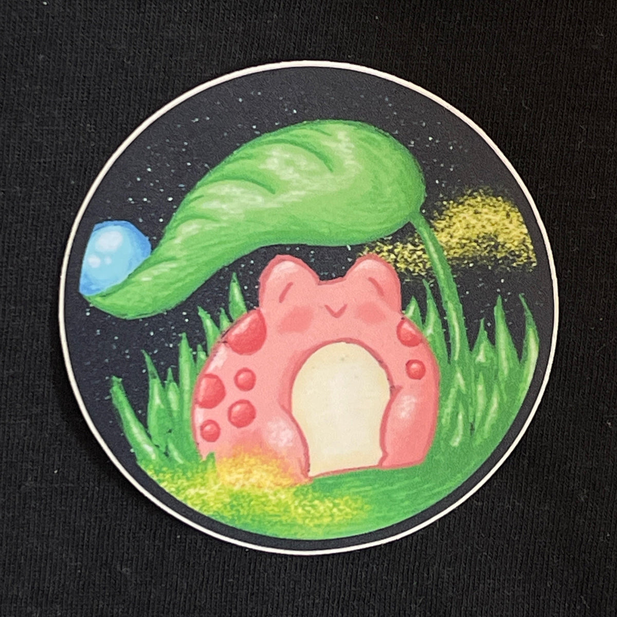 Pink Frog Under Leaf Sticker