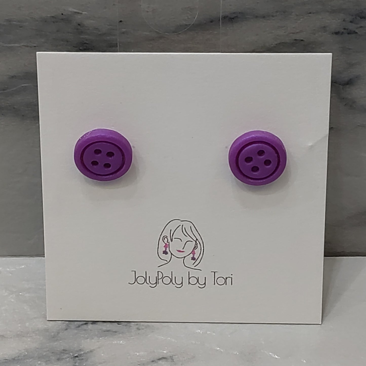 Purple Buttons Stud Earrings