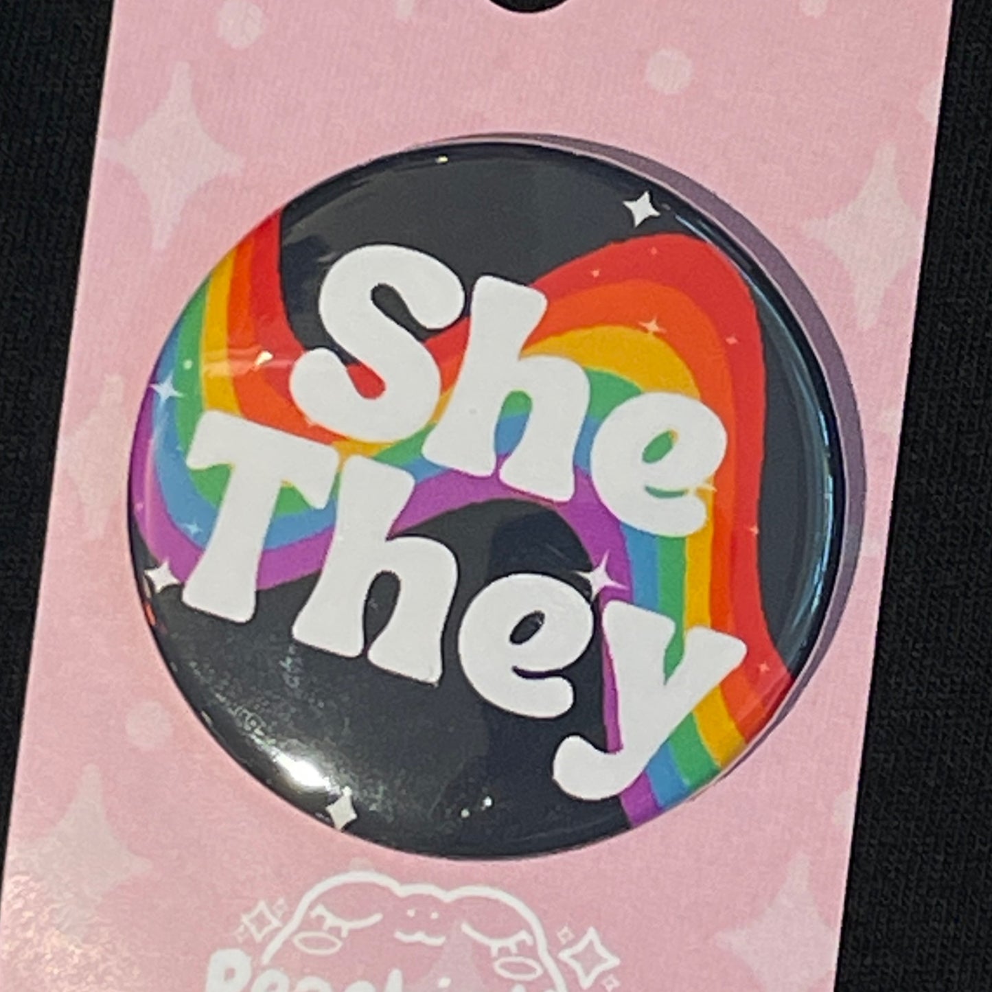 She They Rainbow Button