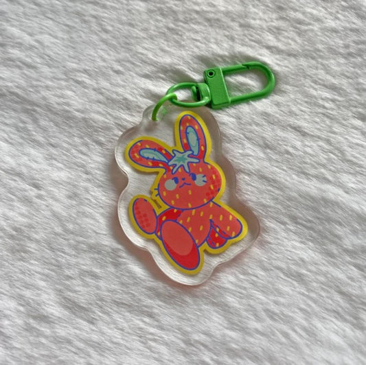 Strawbunny Acrylic Charm