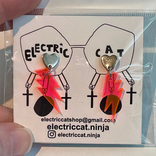 Small Pink Lightning Earrings