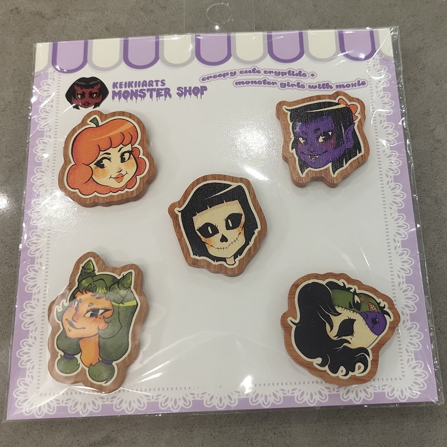Vintage Halloween Wooden Pin Set