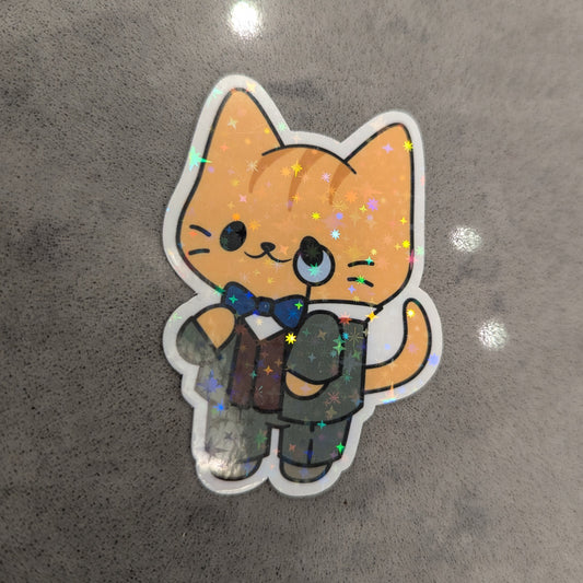 Orange Cat Monocle Sticker
