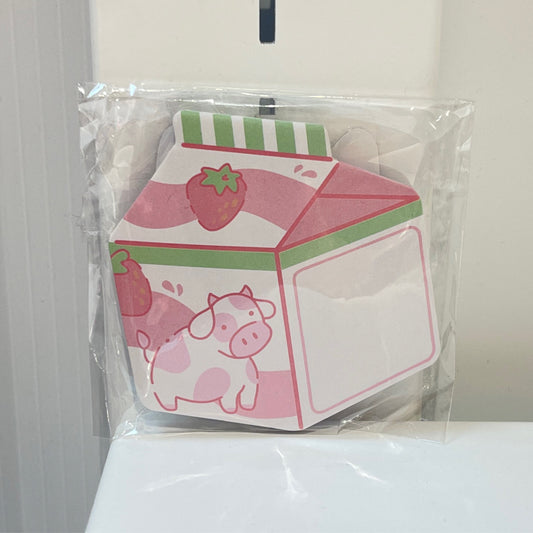 Pink Cow Strawberry Milk Sticky Notes
