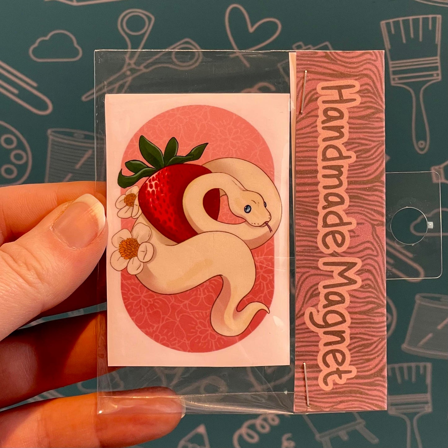 Strawberry Ball Python Magnet