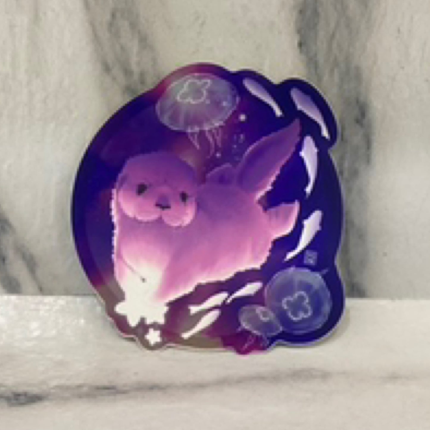 Sea Otter Cosmic Creation Matte Holo Sticker (pink & yellow)