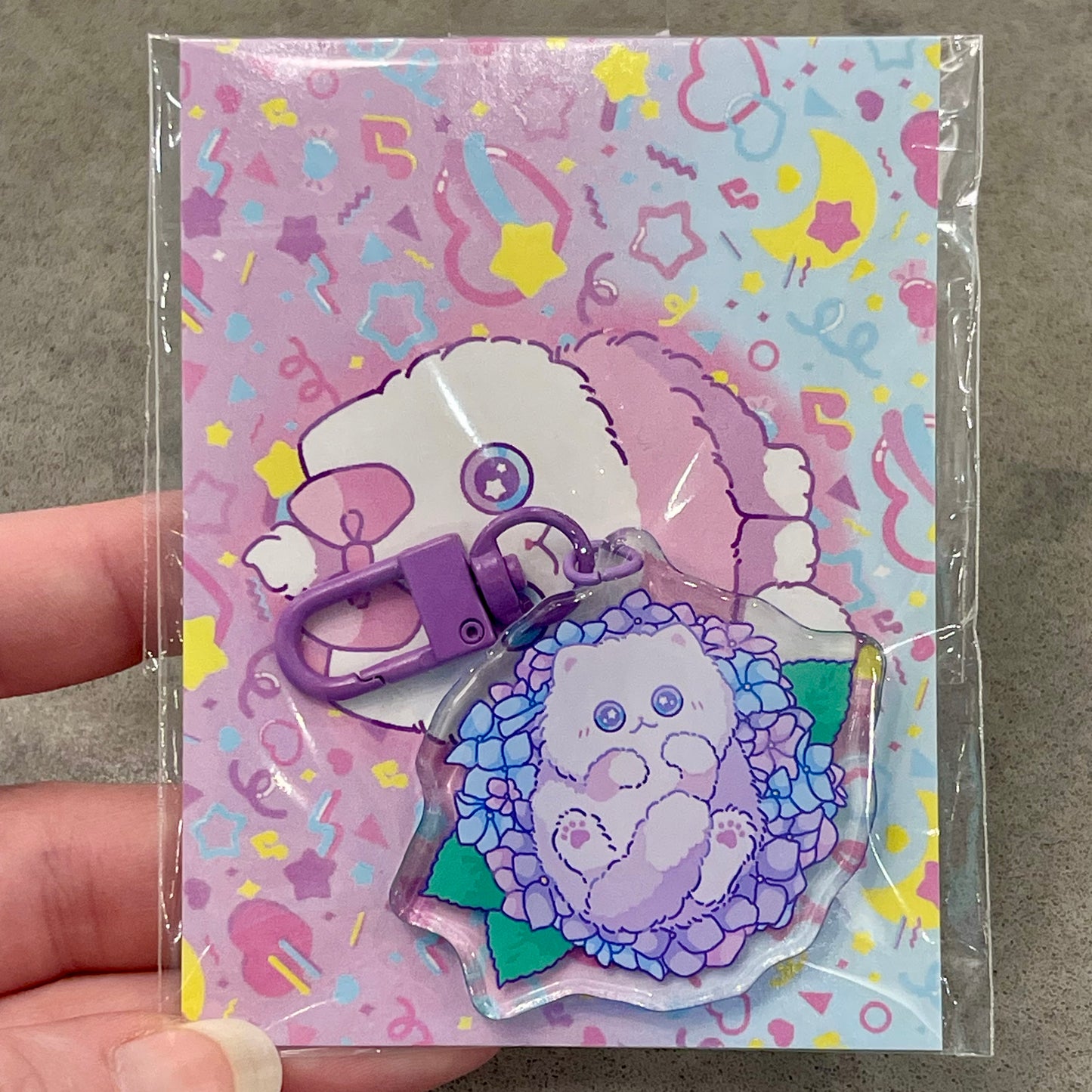 Hydrangea Kitty Keychain