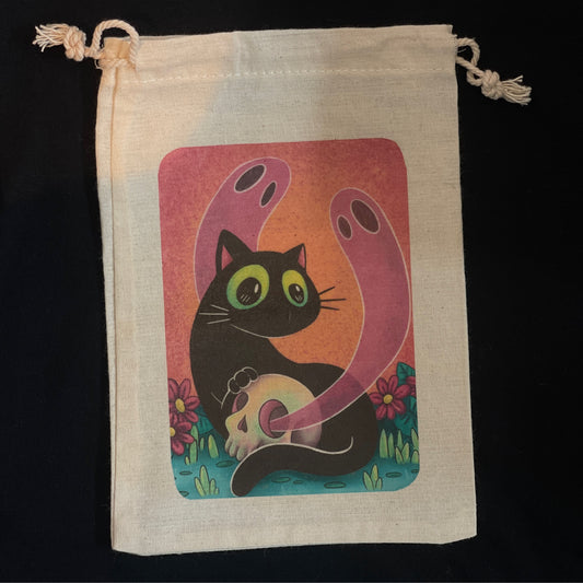 Black Cat and Haunted Skull Bag