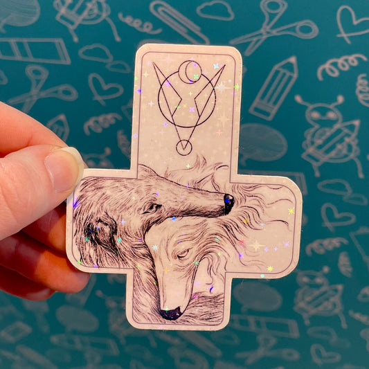 Cross Borzois Sticker