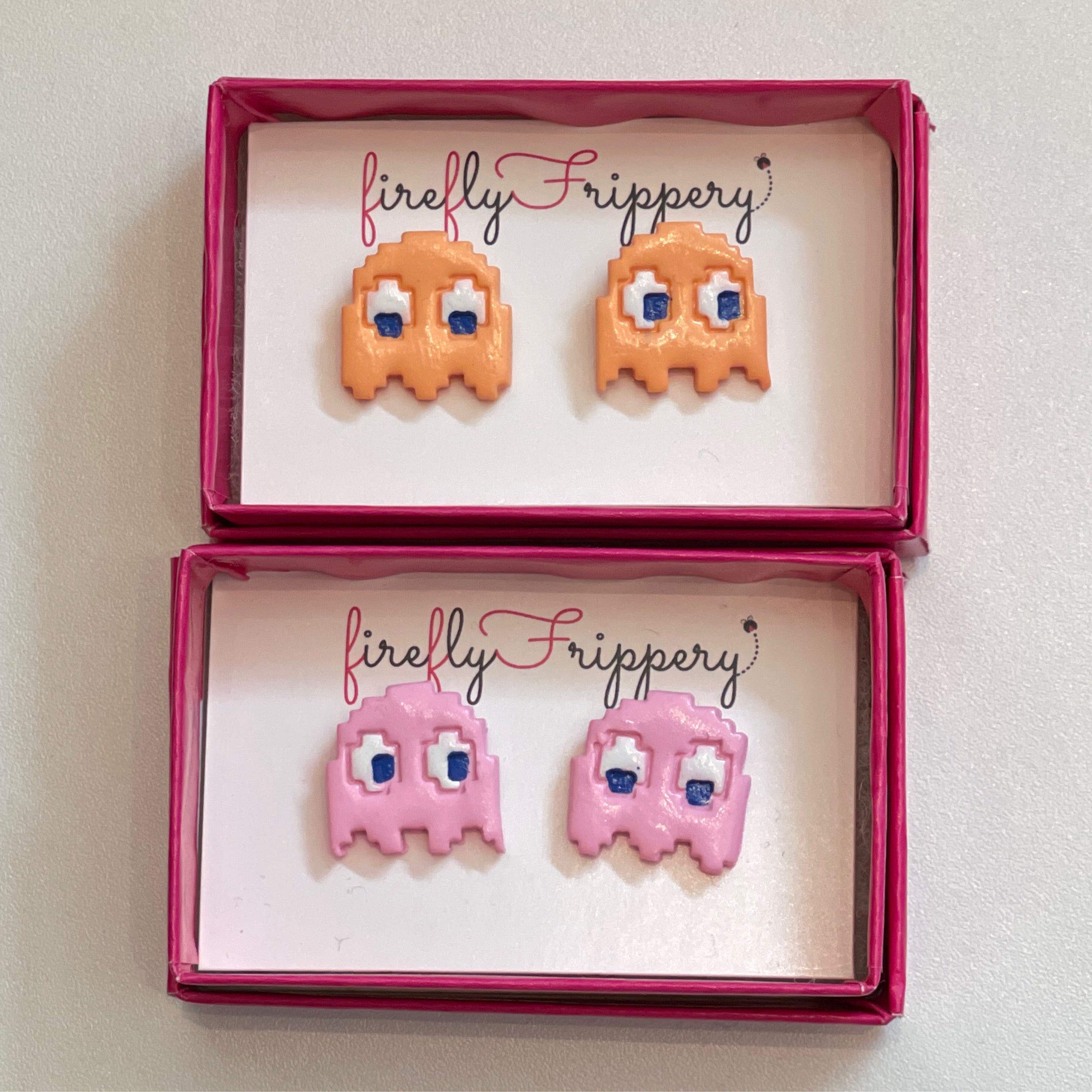 Pac Man Ghost Studs – Beetlebug Art Collective