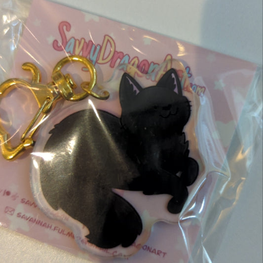 Cat - Black Keychain