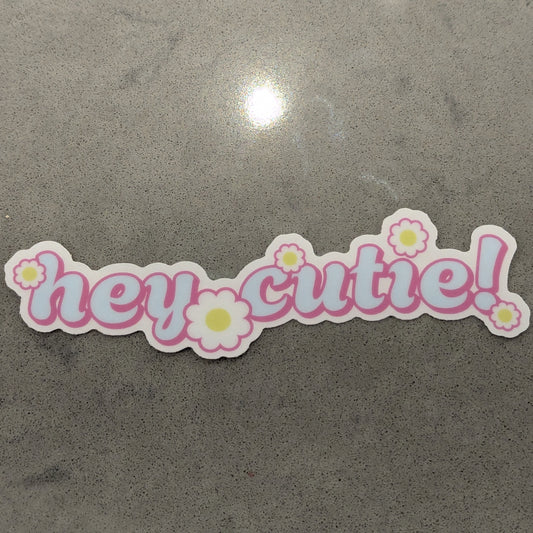 hey cutie clear sticker